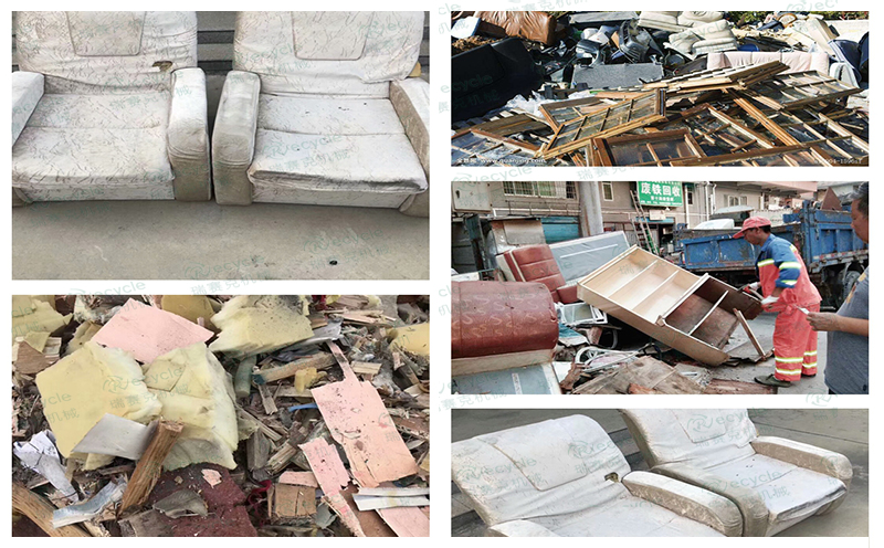 廢家電家具撕碎物料對(duì)比圖