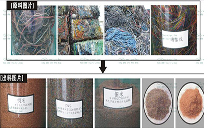 廢舊電線電纜原料銅絲對(duì)比圖