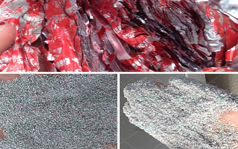 廢鋁塑食品包裝鋁膜加工對比圖