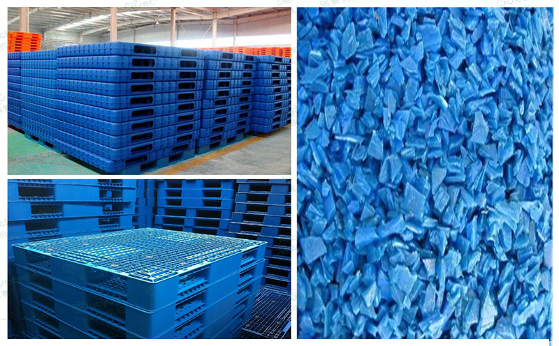 廢塑料托盤撕碎對比圖