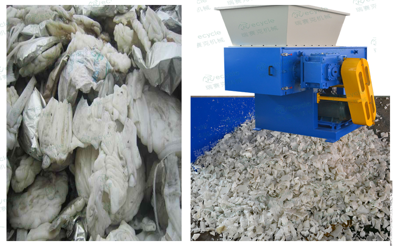 廢機(jī)頭塑料撕碎對比圖