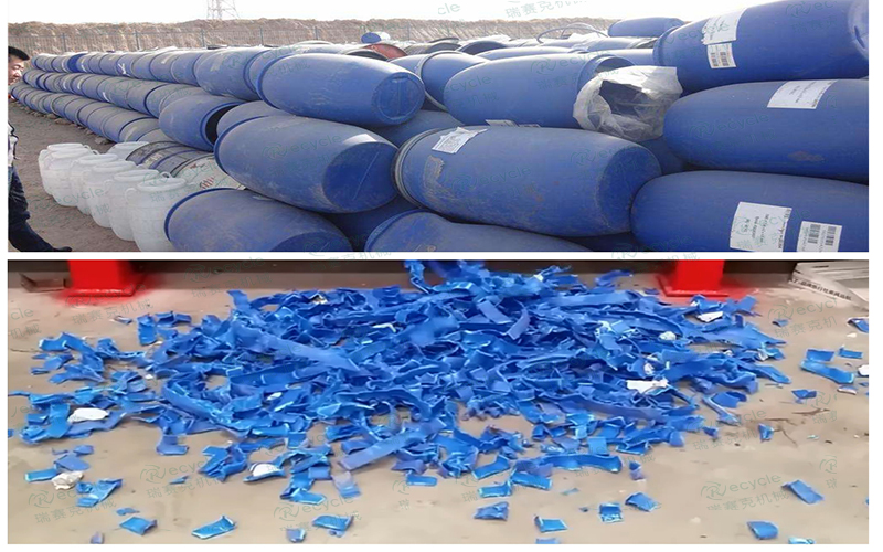 廢塑料桶包裝銅撕碎對比圖