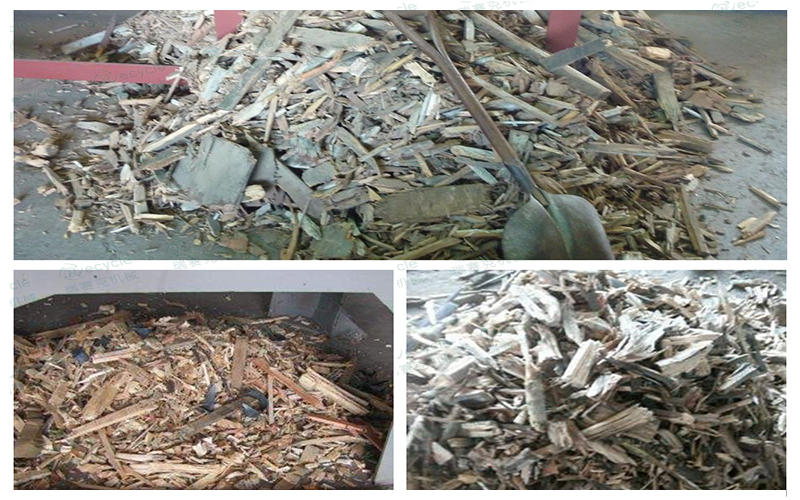 廢木托板/盤撕碎處理對(duì)比圖