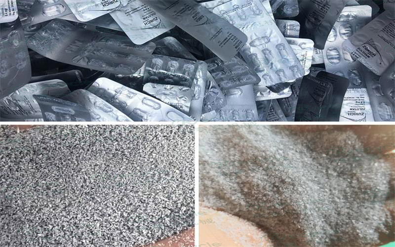 廢舊藥板的鋁塑分離對比圖