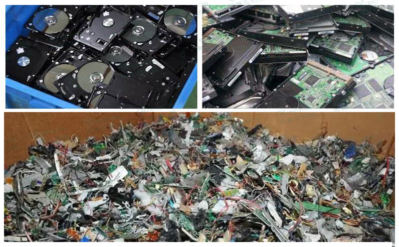 廢電腦硬盤撕碎料對(duì)比圖