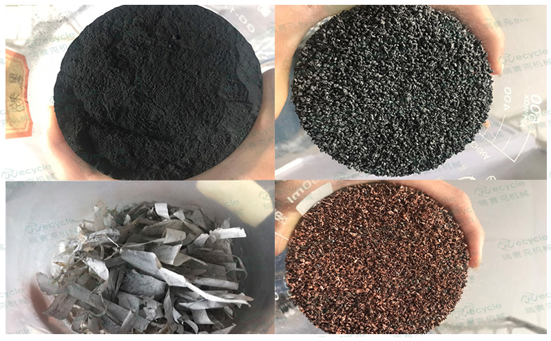 鋰電池處理物料對(duì)比圖