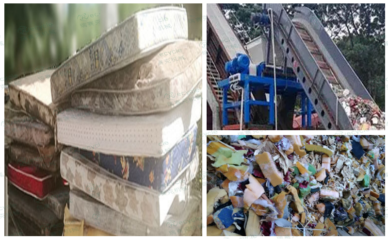 大件垃圾床墊撕碎物料對(duì)比圖