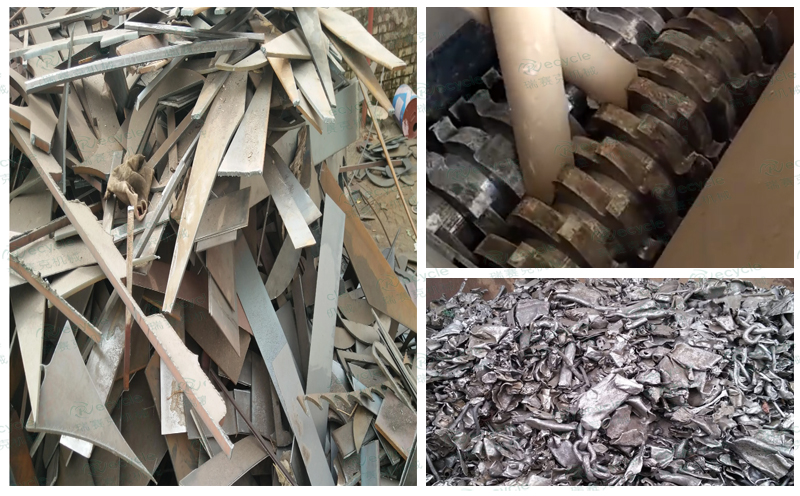 廢鋼鐵料撕碎物料對(duì)比圖